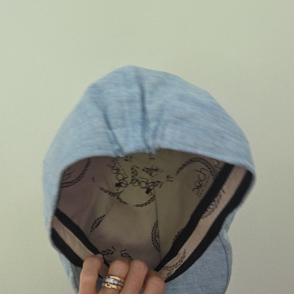 Epoch Light Blue Linen Men's Flat Cap - Picture 3 of 10